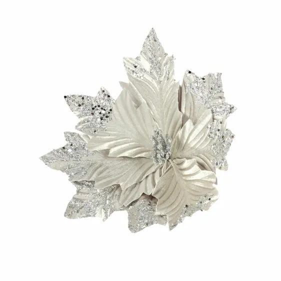 Silver Poinsettia Tree Clip - Style 4