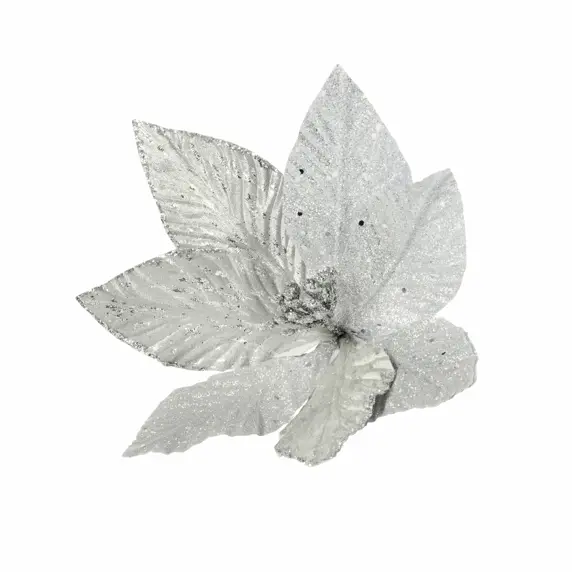 Silver Poinsettia Tree Stem - Style 3