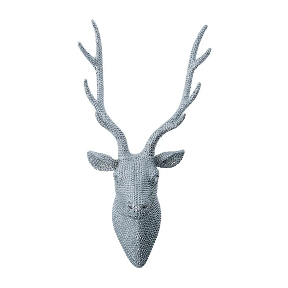 Silver Stag Head Wall Decoration