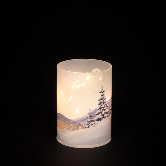 Ski Scene Illuminated Cylinder - Small - image 1