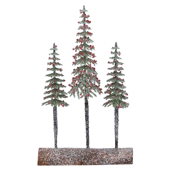 Slim Berried Trees Ornament - Triple