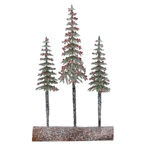 Slim Berried Trees Ornament - Triple