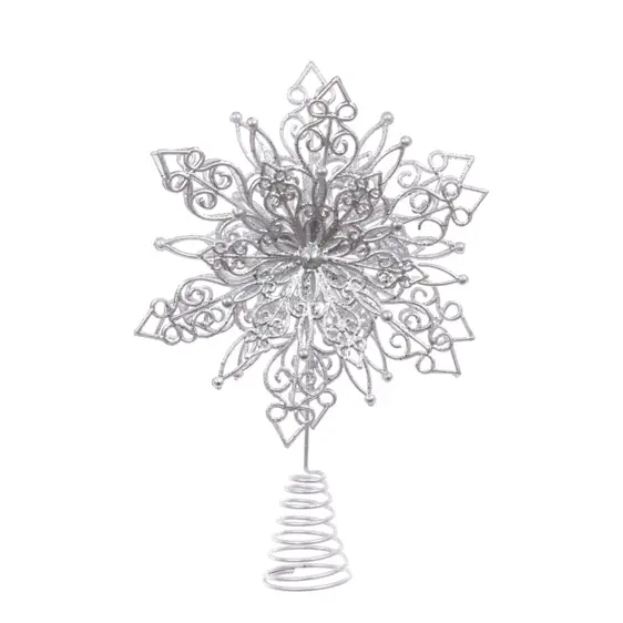 Snowflake Christmas Tree Topper - Silver