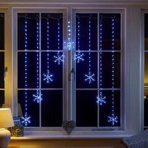 Snowflake Curtain Lights - Cool White