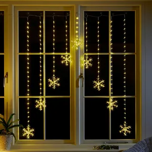 Snowflake Curtain Lights - Warm White