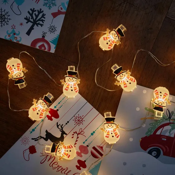 Snowman Card Clip String Lights