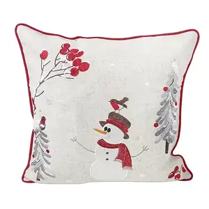 Snowman Robin Cushion