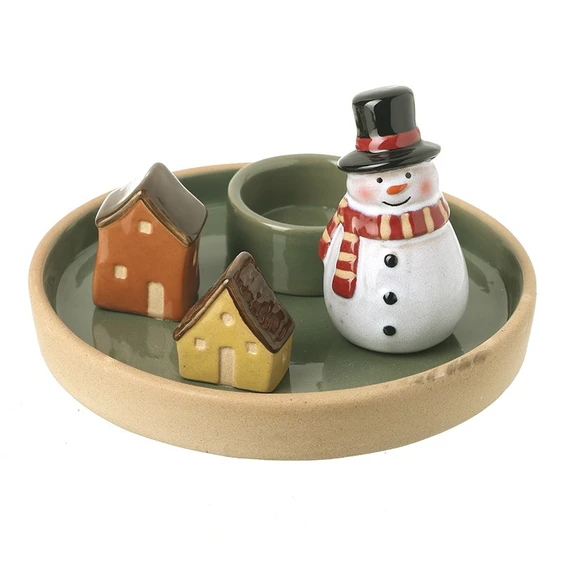 Snowman Scene Tealight Holder - Style 2