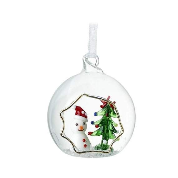 Snowman & Tree Glass Bauble