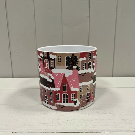 Snowy Village Print Pot Ø14cm