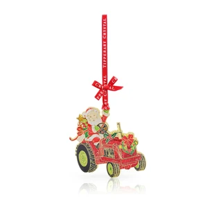 Sparkling Santa Tractor Hanging Decoration - image 1