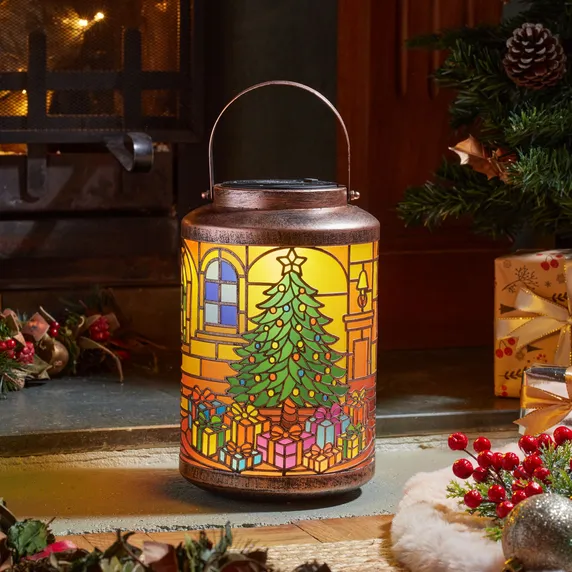 Stained Glass Christmas Tree Lantern