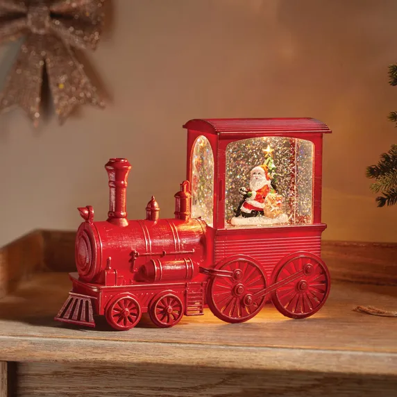 Steam Train Snow Lantern - Red