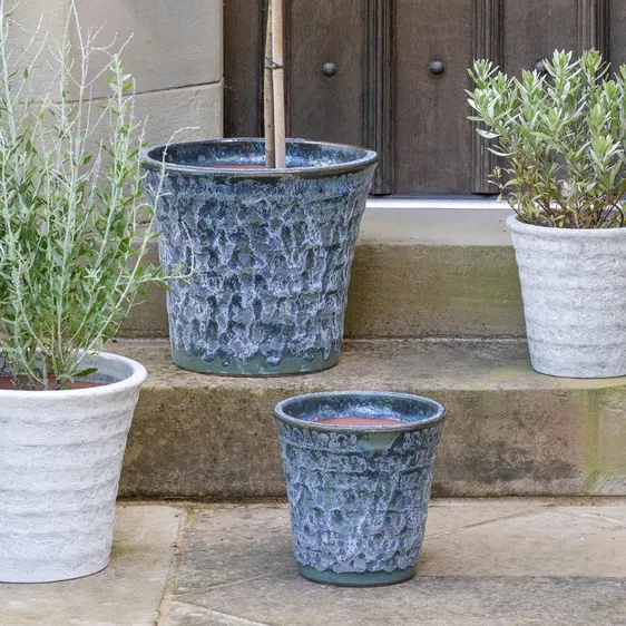 Ivyline Stow Sea Foam Volcanic Tapered Planter Ø24cm - image 1