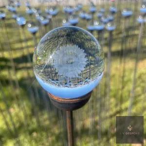 Sunflower Glass Orb Garden Stake