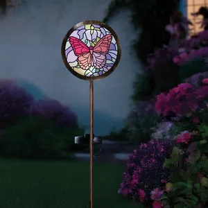 Tiffany Style Butterfly Stake Light