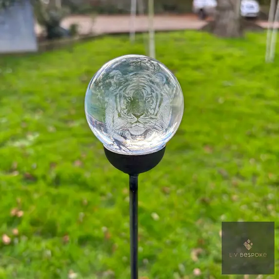 Tiger Glass Orb Garden Stake