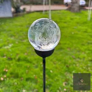 Tiger Glass Orb Garden Stake