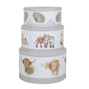 Country Animals Grey Cake Tin Nest - image 1