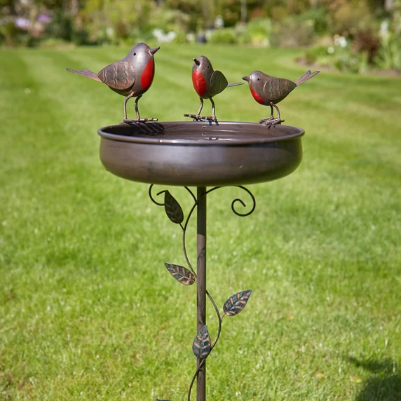 Tom Chambers Trio of Robins Bird Bath