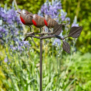 Tom Chambers Trio of Robins Plant Stake