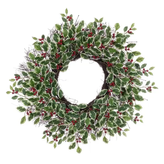 Variegated Holly Artificial Wreath