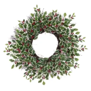 Variegated Holly Artificial Wreath