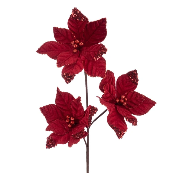 Velvet Poinsettia Spray