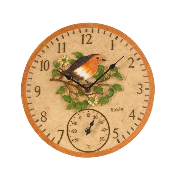 Wall Clock & Thermometer Robin - image 3