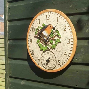 Wall Clock & Thermometer Robin - image 2