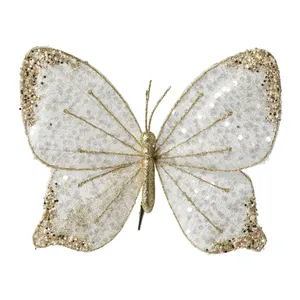White & Gold Butterflip Tree Clip