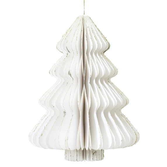 White Paper Christmas Tree Hanging Decoration - 20cm