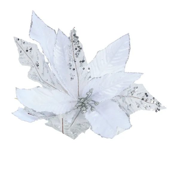 White Poinsettia Tree Clip - Style 1