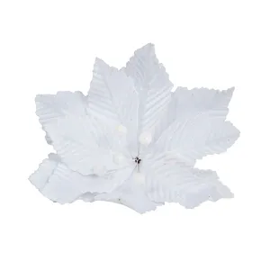 White Poinsettia Tree Clip - Style 3