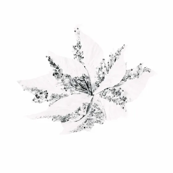 White Poinsettia Tree Clip - Style 1