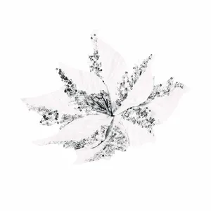 White Poinsettia Tree Clip - Style 1
