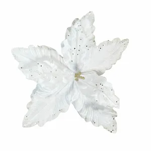 White Poinsettia Tree Clip - Style 3