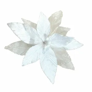 White Poinsettia Tree Clip - Style 4