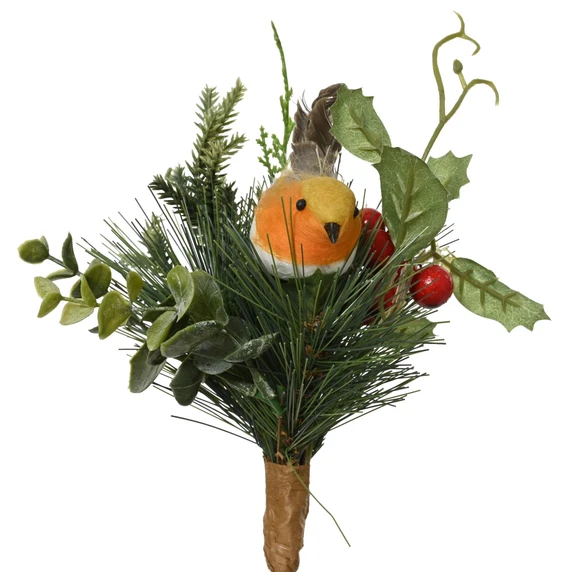 Winter Robin Artificial Foliage Clip