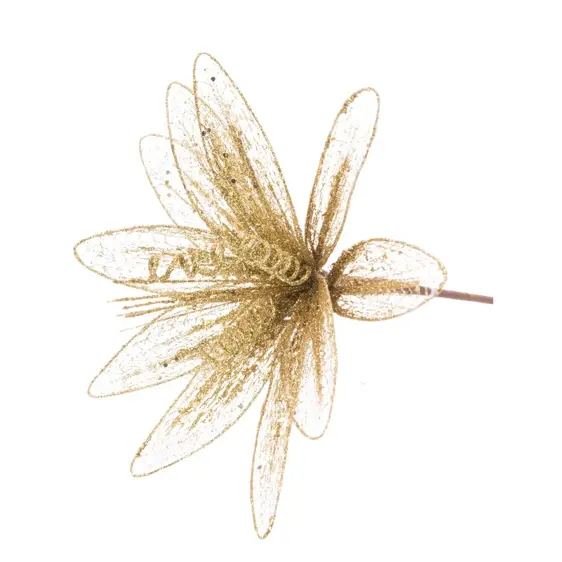 Wire Poinsettia Stem - Gold