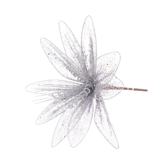 Wire Poinsettia Stem - Silver