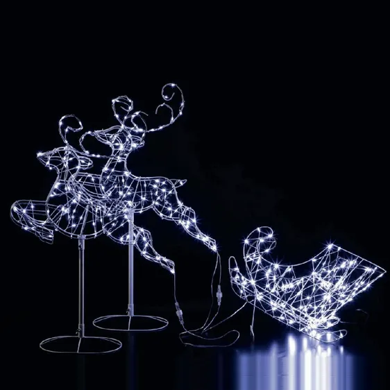 Wire Reindeer & Sleigh