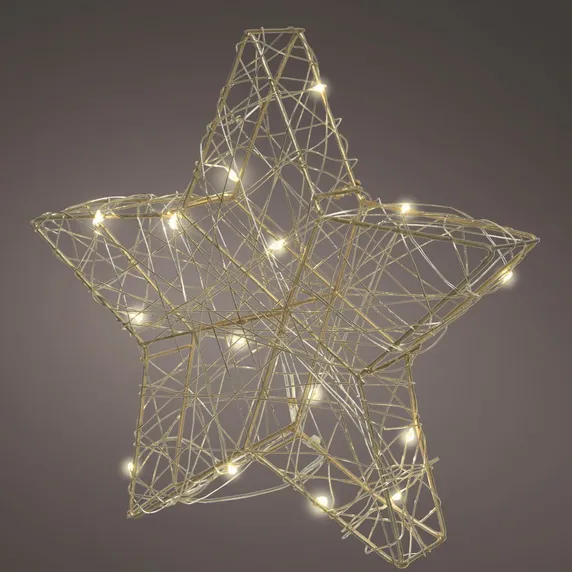 Wirework Illuminated Gold Standing Star - 20cm