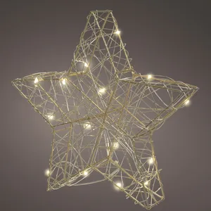 Wirework Illuminated Gold Standing Star - 20cm