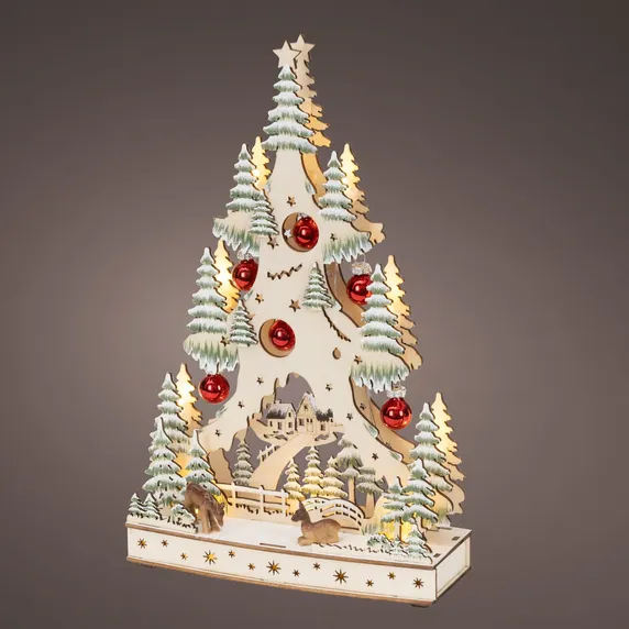 Wooden Christmas Tree Illuminated Decoration
