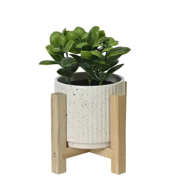 Wooden Framed Potted Artificial Plant  - image 2