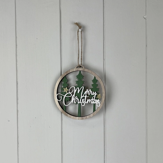 Wooden Merry Christmas Tree Decoration - Small - image 1
