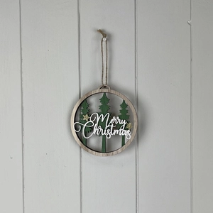 Wooden Merry Christmas Tree Decoration - Small - image 1