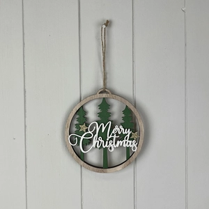Wooden Merry Christmas Tree Decoration - Small - image 2