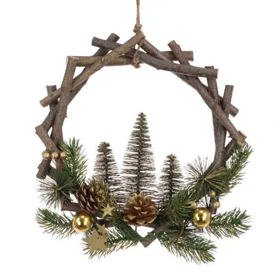 Wooden Pine Wreath